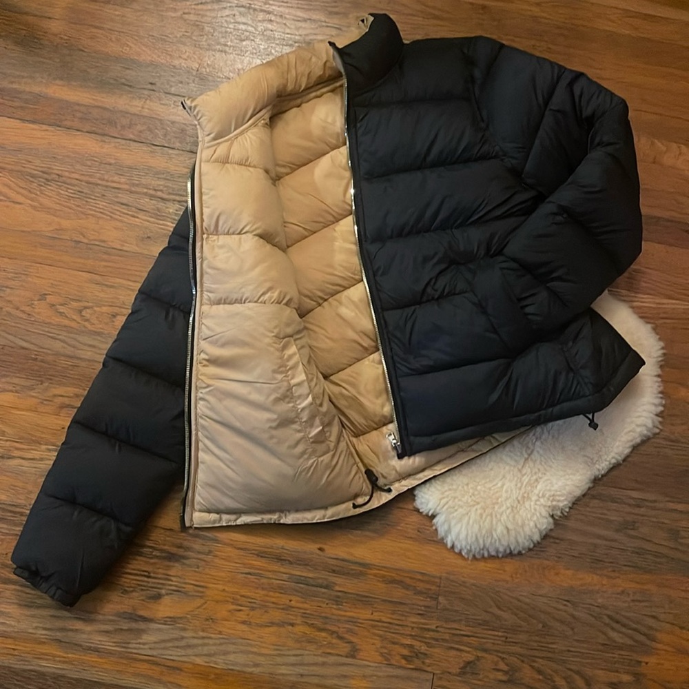 Reversible Black/Tan High Neck Puffer Jacket